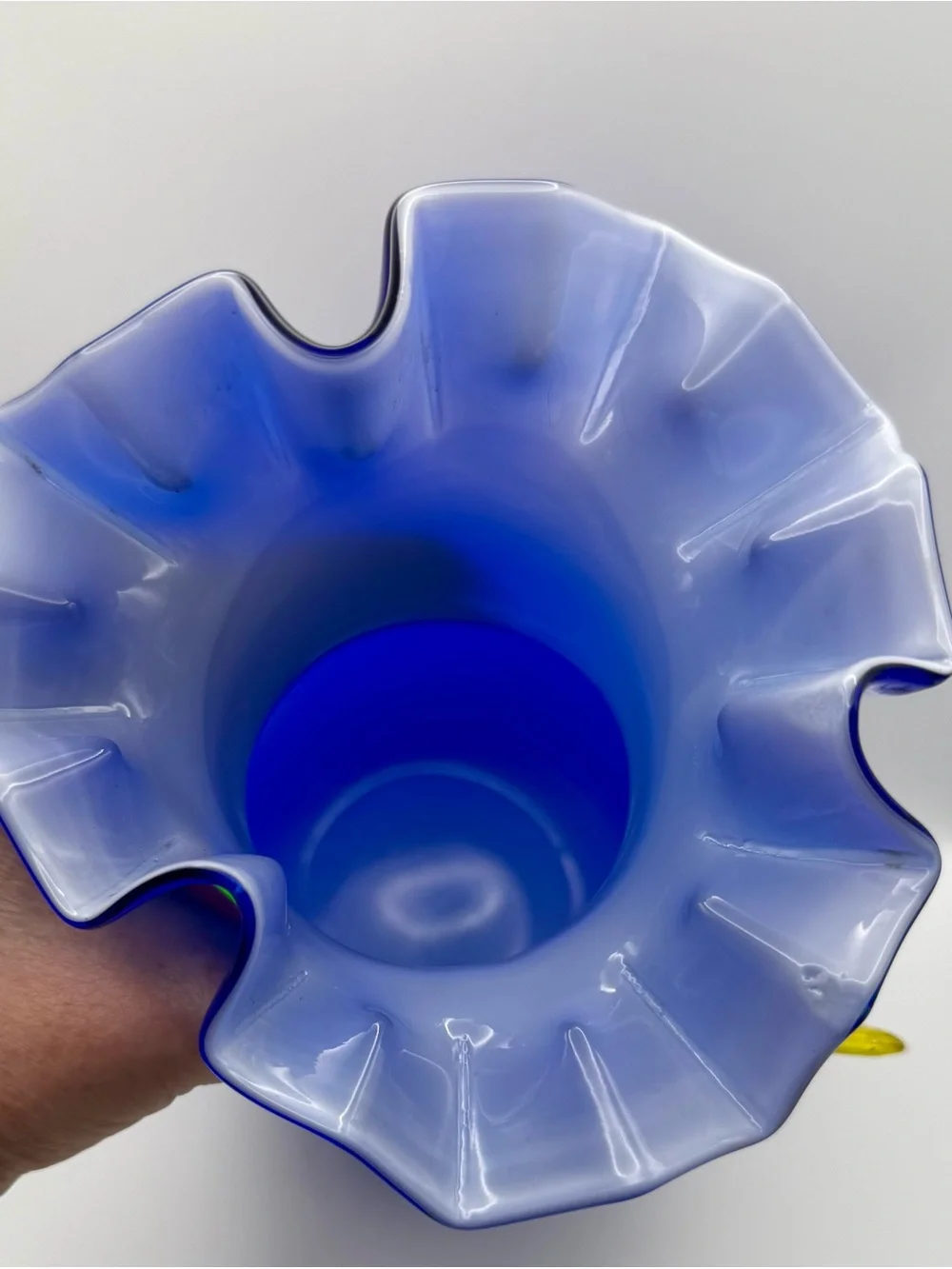 Vintage Cobalt Murano Style Art Glass Vase 9.5